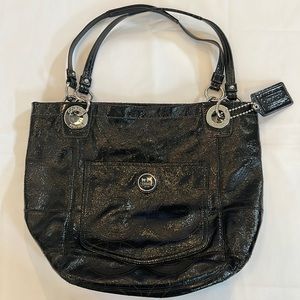 Genuine Authentic Coach Black Shiny Patent Leather Purse